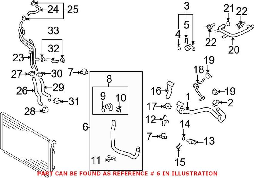 VW Radiator Coolant Hose - Lower 5N0121051M